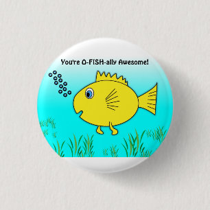 Badge Rond 2,50 Cm poissons impressionnants de bande dessinée de