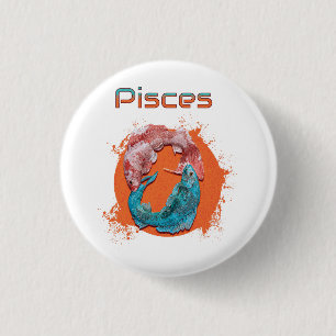 Badge Rond 2,50 Cm Poissons Zodiaque Horoscope Signe d'Eau Astrologie