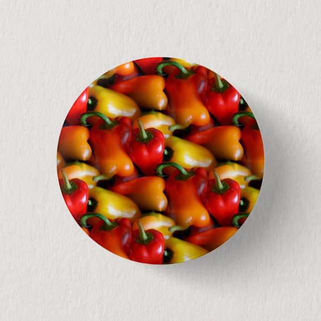Badge Rond 2,50 Cm Poivrons rouges et jaunes (Devant)