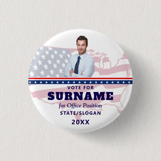 Badge Rond 2,50 Cm Political Election Blue Campaign Custom Candidate (Devant)
