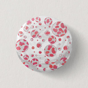Badge Rond 2,50 Cm Polka Dot Dalmatie rose et blanc