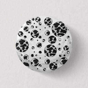 Badge Rond 2,50 Cm Polka Dot Vache noir et blanc