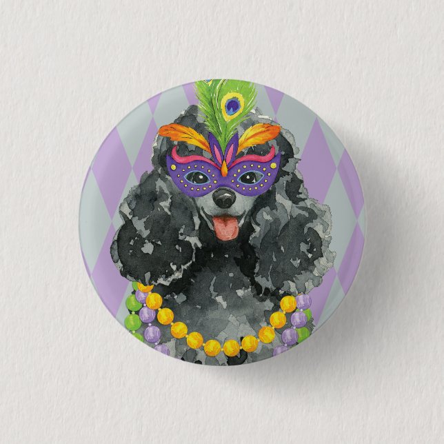 Badge Rond 2,50 Cm Poodle de Jouet Mardi Gras (Devant)