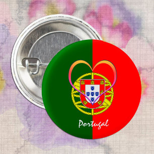 Badge Rond 2,50 Cm Portuguese flag & Heart - Portugal /sports fans