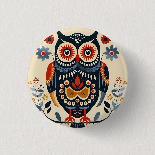 Badge Rond 2,50 Cm Poster d'hibou (Devant)