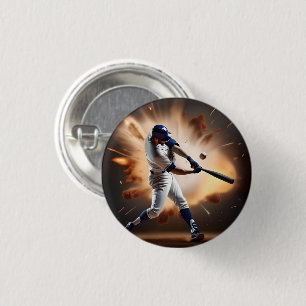 Badge Rond 2,50 Cm Poussière et Gloire : Baseball et Coup de Circuit