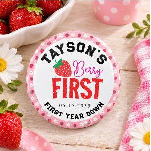 Badge Rond 2,50 Cm Premier Anniversaire de Baie 1er Anniversaire Frai