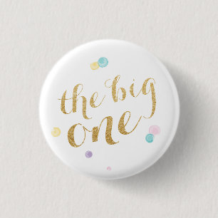 Badge Rond 2,50 Cm Premier bouton Girly d'anniversaire