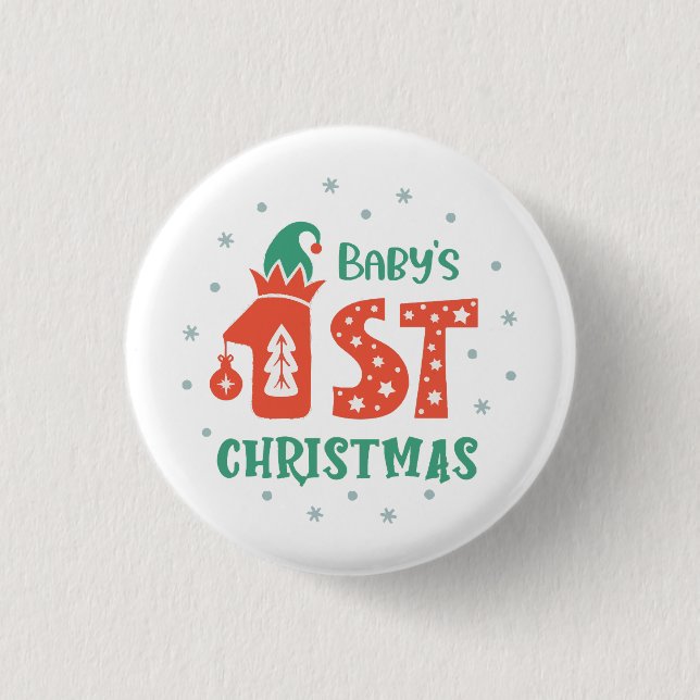 Badge Rond 2,50 Cm Premier Noël du bébé (Devant)