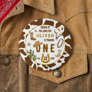 Badge Rond 2,50 Cm Premier Rodéo Fête d'anniversaire Cowboy Western G