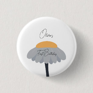 Badge Rond 2,50 Cm Première fête d'anniversaire Chamomile Fleur migno