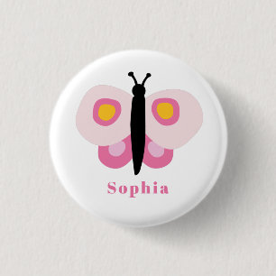 Badge Rond 2,50 Cm Prénom papillon rose mignon