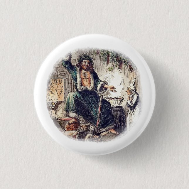 Badge Rond 2,50 Cm Présentation de Noël fantôme avec Scrooge (Devant)