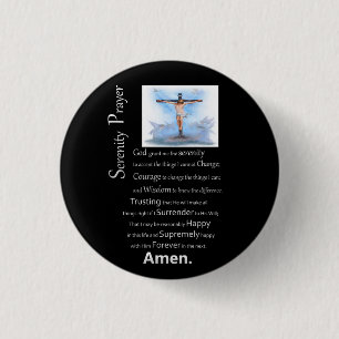 Badge Rond 2,50 Cm Prière Sérénité Jésus Croix