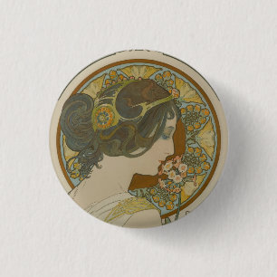 Badge Rond 2,50 Cm Primrose par Alphonse Mucha (1899)