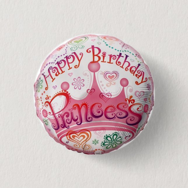 Badge Rond 2,50 Cm princesse d'anniversaire (Devant)