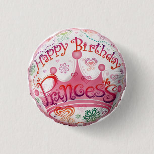 Badge Rond 2,50 Cm princesse d'anniversaire