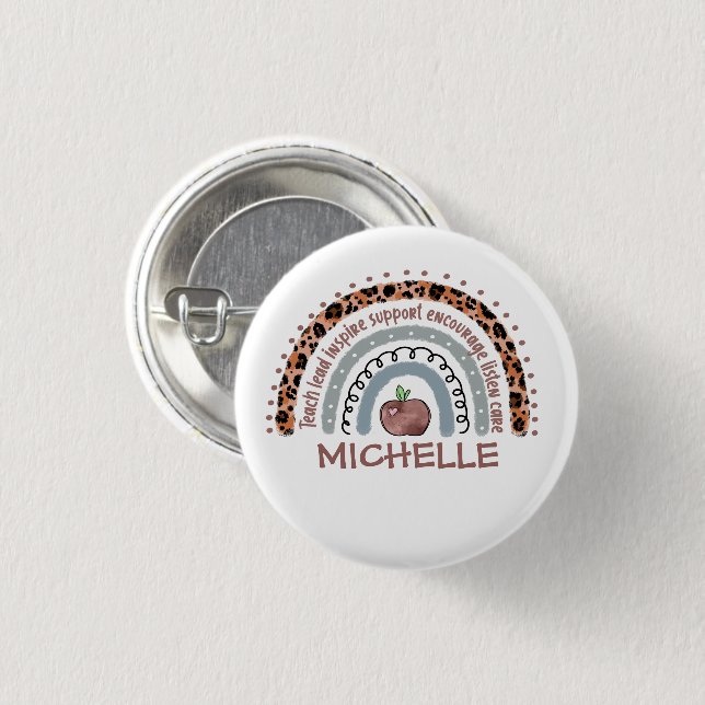 Badge Rond 2,50 Cm Professeur personnalisé Cute Rainbow (Devant & derrière)