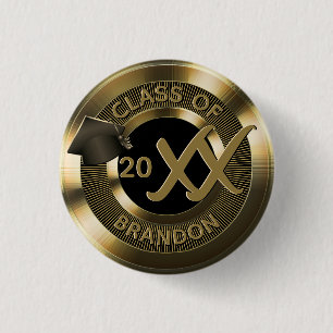 Badge Rond 2,50 Cm Promotion de fin d'études en métallisé or