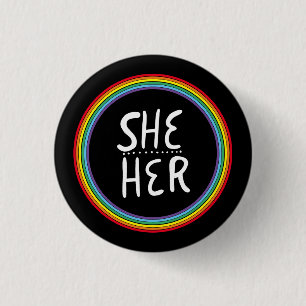 Badge Rond 2,50 Cm Pronononounes arc-en-ciel minimes