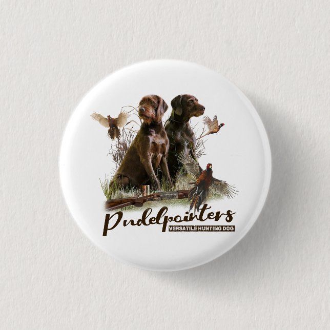 Badge Rond 2,50 Cm Pudelpointers, Chasse faisan (Devant)