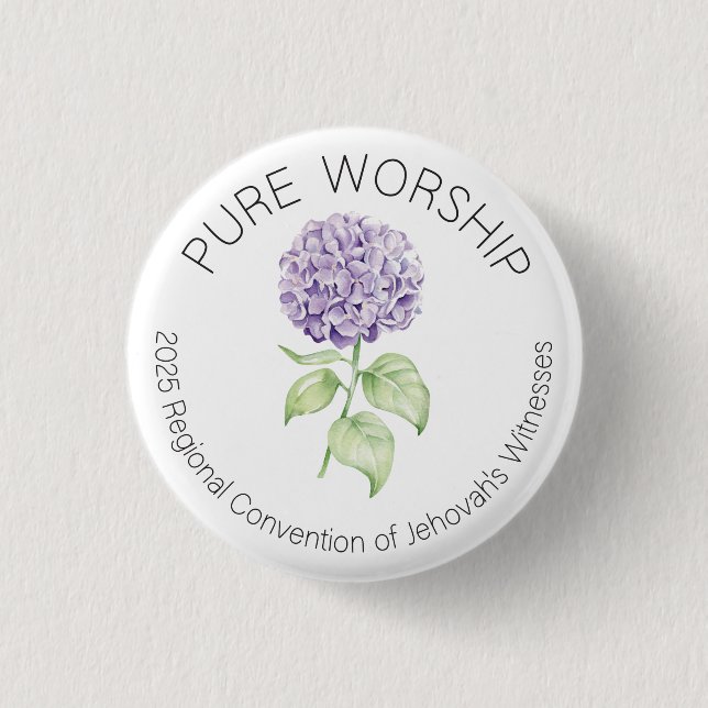 Badge Rond 2,50 Cm Pure Culte 2025 Round Convention Pin w Hydrangea (Devant)