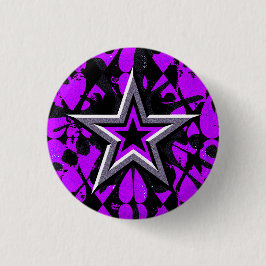Badge Rond 2,50 Cm Purple et Silver Star