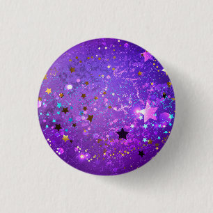 Badge Rond 2,50 Cm Purple foil background with Stars