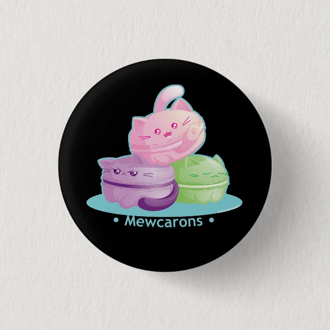 Badge Rond 2,50 Cm Purrista Pawfee : Chat mignon Macarons de Kitty (Devant)