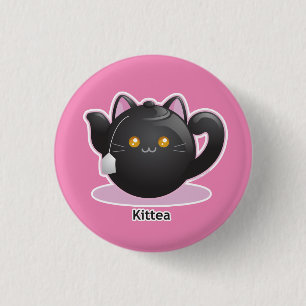 Badge Rond 2,50 Cm Purrista Pawfee : Pot de thé de Kitty