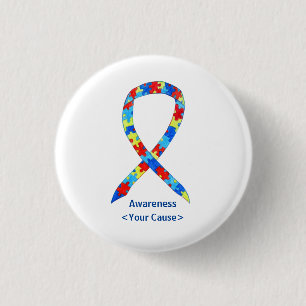 Badge Rond 2,50 Cm Puzzle Awareness Ruban Custom Art Pins