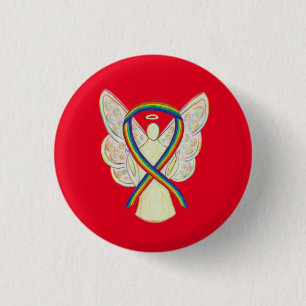 Badge Rond 2,50 Cm Rainbow Angel Sensibilisation Ruban Pièces d'art p