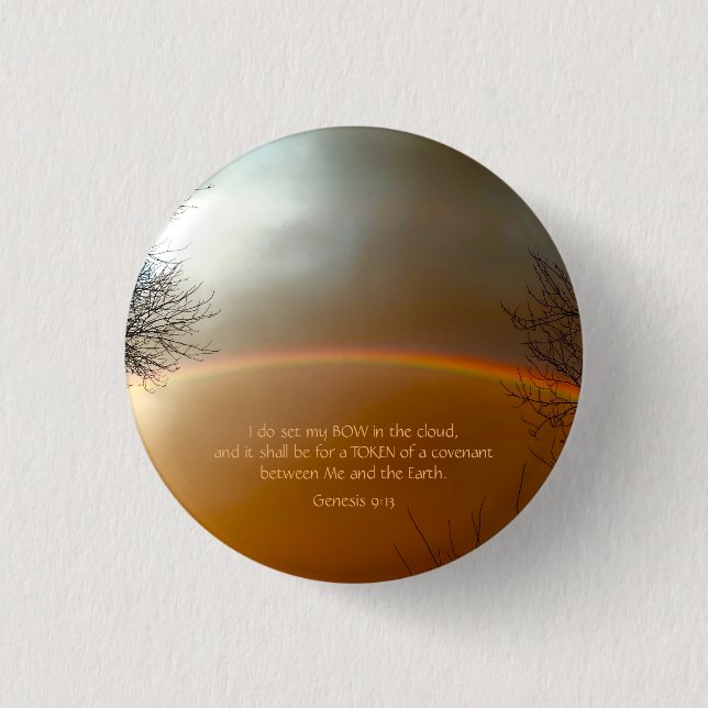 Badge Rond 2,50 Cm Rainbow Genesis Écriture Bible Verse (Devant)