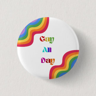 Badge Rond 2,50 Cm Rainbow Pride Gay toute la journée Button Pin