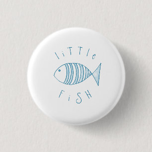 Badge Rond 2,50 Cm Rayure Bleue Nautique Petit Poisson