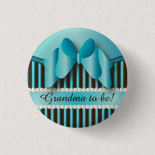 Badge Rond 2,50 Cm Rayures bleues et Brown chiques