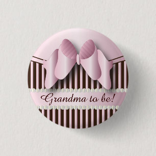 Badge Rond 2,50 Cm Rayures roses et Brown chiques