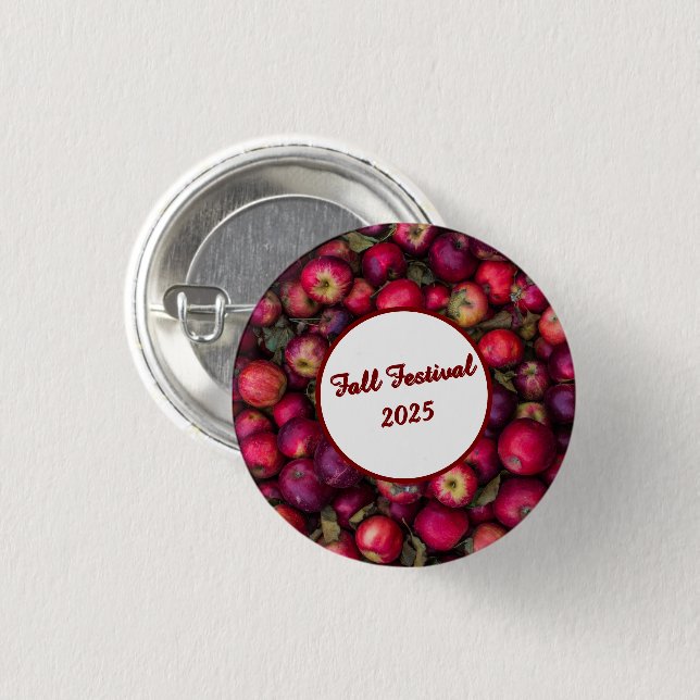 Badge Rond 2,50 Cm Red Apple Party personnalisable (Devant & derrière)