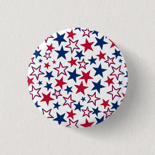 Badge Rond 2,50 Cm Red Blue White Stars