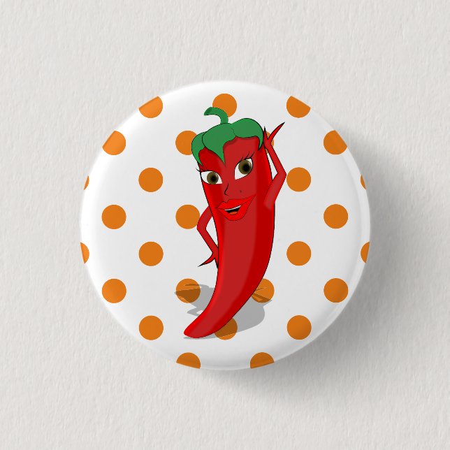 Badge Rond 2,50 Cm Red Hot Pepper Diva Pois orange (Devant)