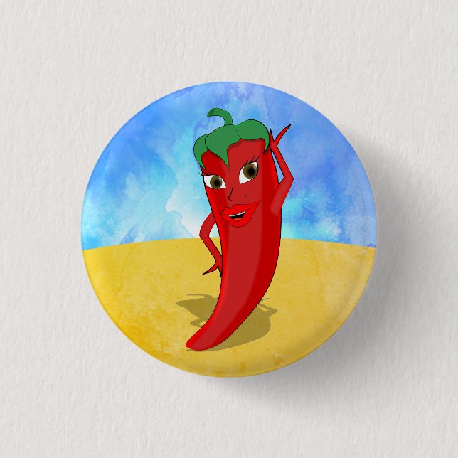 Badge Rond 2,50 Cm Red Hot Pepper Diva Sunny Desert (Devant)