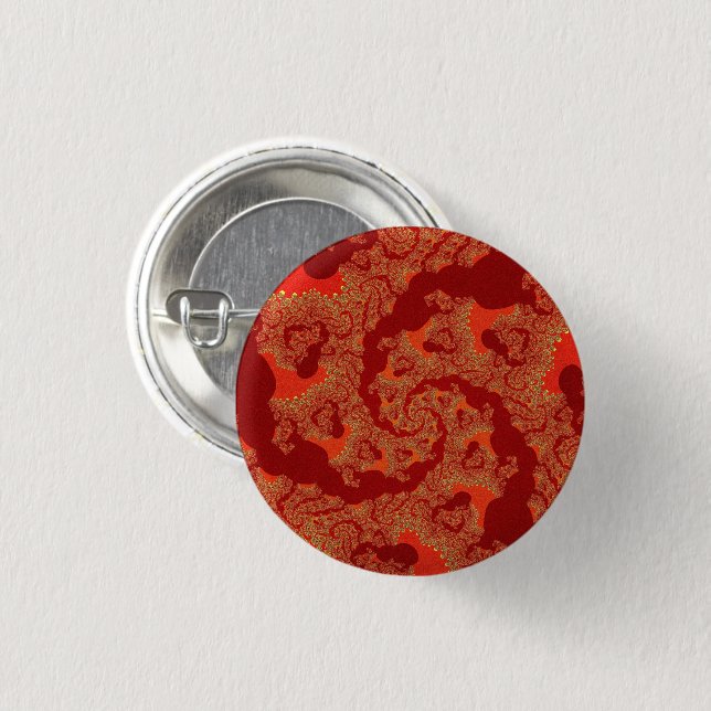 Badge Rond 2,50 Cm Red Orange Swirl (Devant & derrière)
