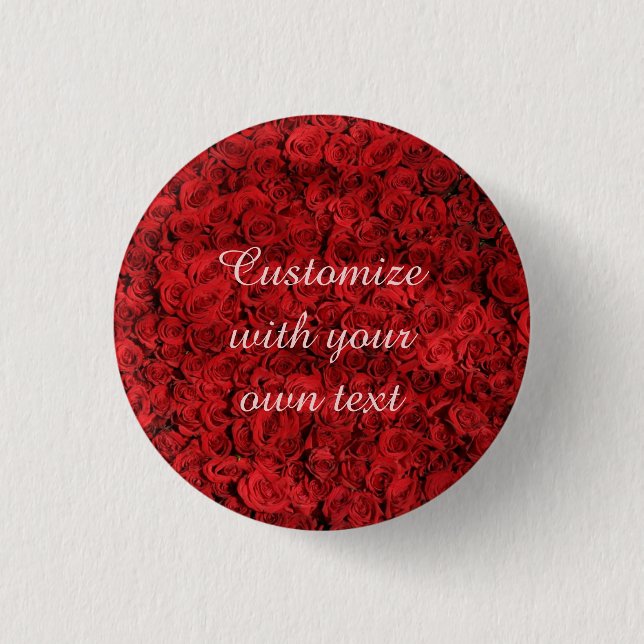 Badge Rond 2,50 Cm Red Roses Custom Text (Devant)
