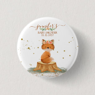 Badge Rond 2,50 Cm Renard animal sauvage aquarelle Fleur