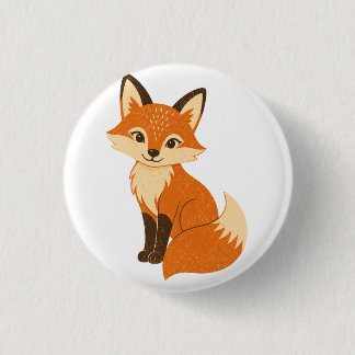 Badge Rond 2,50 Cm Renard Automnal Groovy Mignon