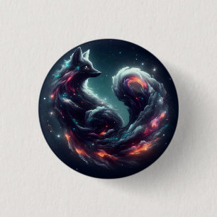 Badge Rond 2,50 Cm Renard cosmique à l'esprit fantaisiste sous la lum