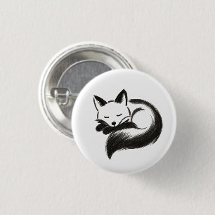 Badge Rond 2,50 Cm Renard endormi – Dessin minimaliste d'animal à la