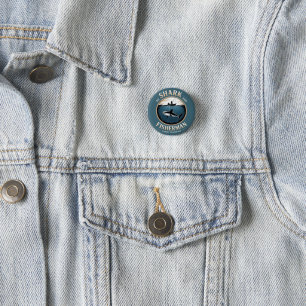 Badge Rond 2,50 Cm Requin et Pêcheur