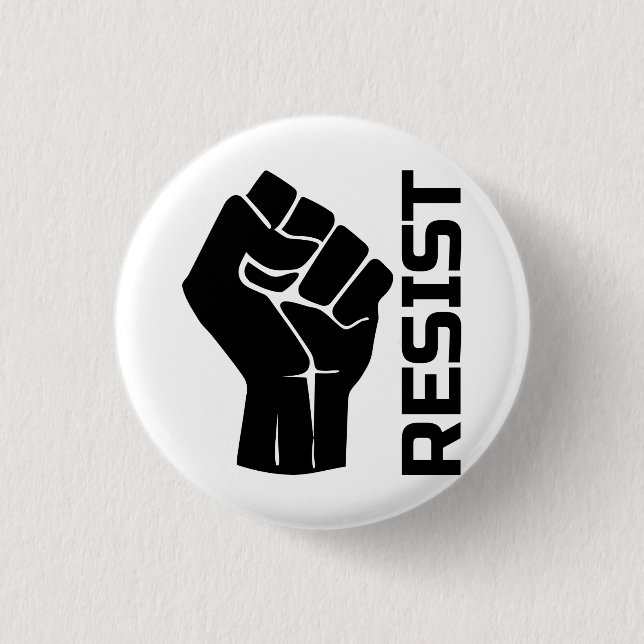 Badge Rond 2,50 Cm Résiste avec poing - en noir 0002 (Devant)