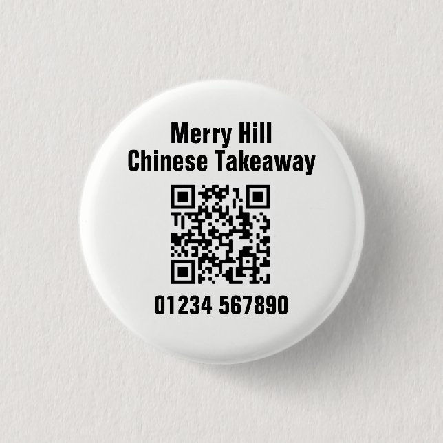 Badge Rond 2,50 Cm Restaurant Takeaway Menu en ligne QR Code (Devant)